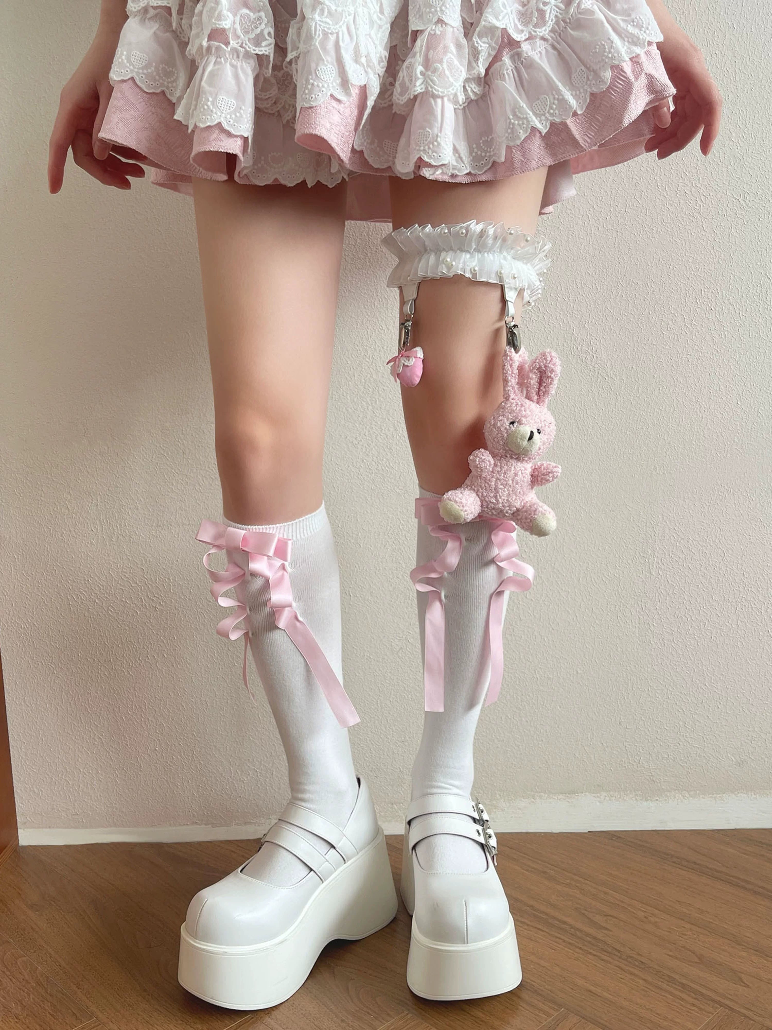 Sweet Lolita Calf Socks and Rabbit Bow Leg Garter - image 6