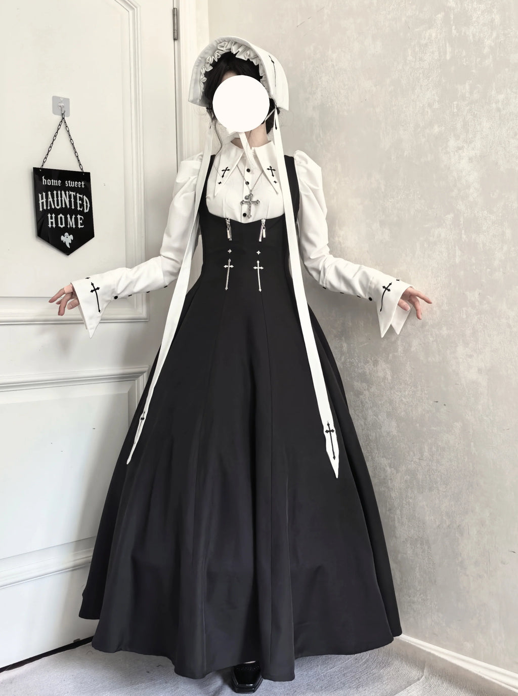 Gothic Lolita Bust-supporting JSK Set, Cross Embroidery - image 1