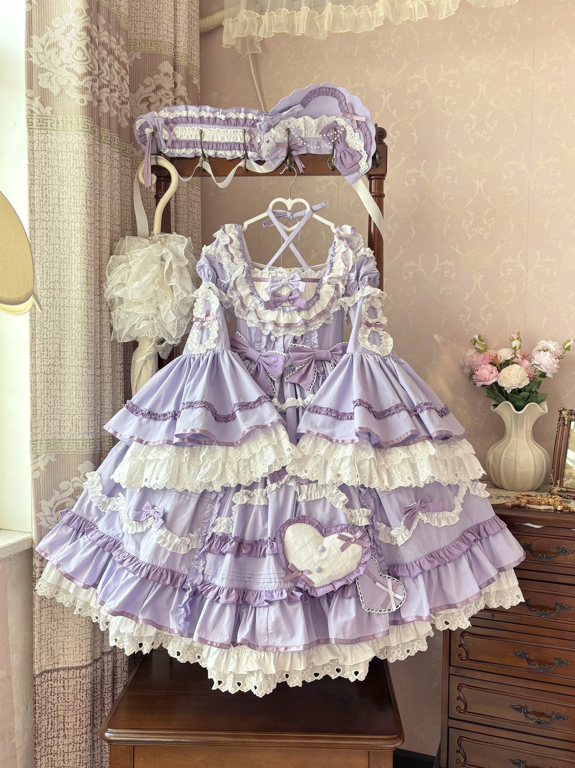 Audelia - Plus Size Sweet Lolita OP with Halter Neckline and Accessories - image 2