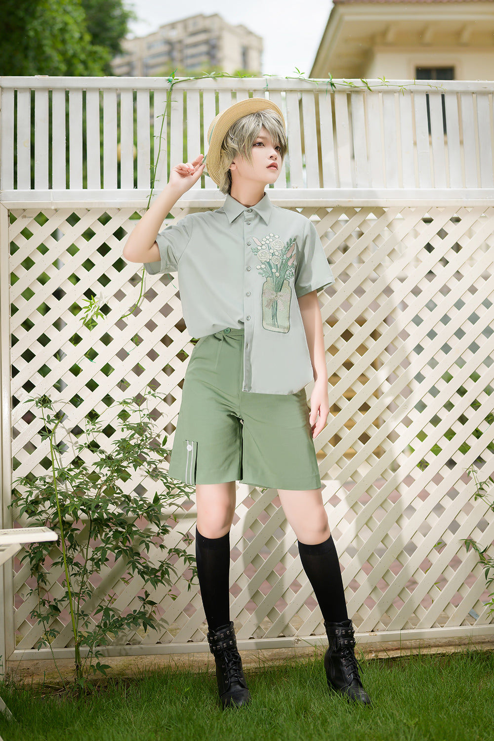 Limited Flowering Time - Ouji Lolita Green Prince Shorts - image 14