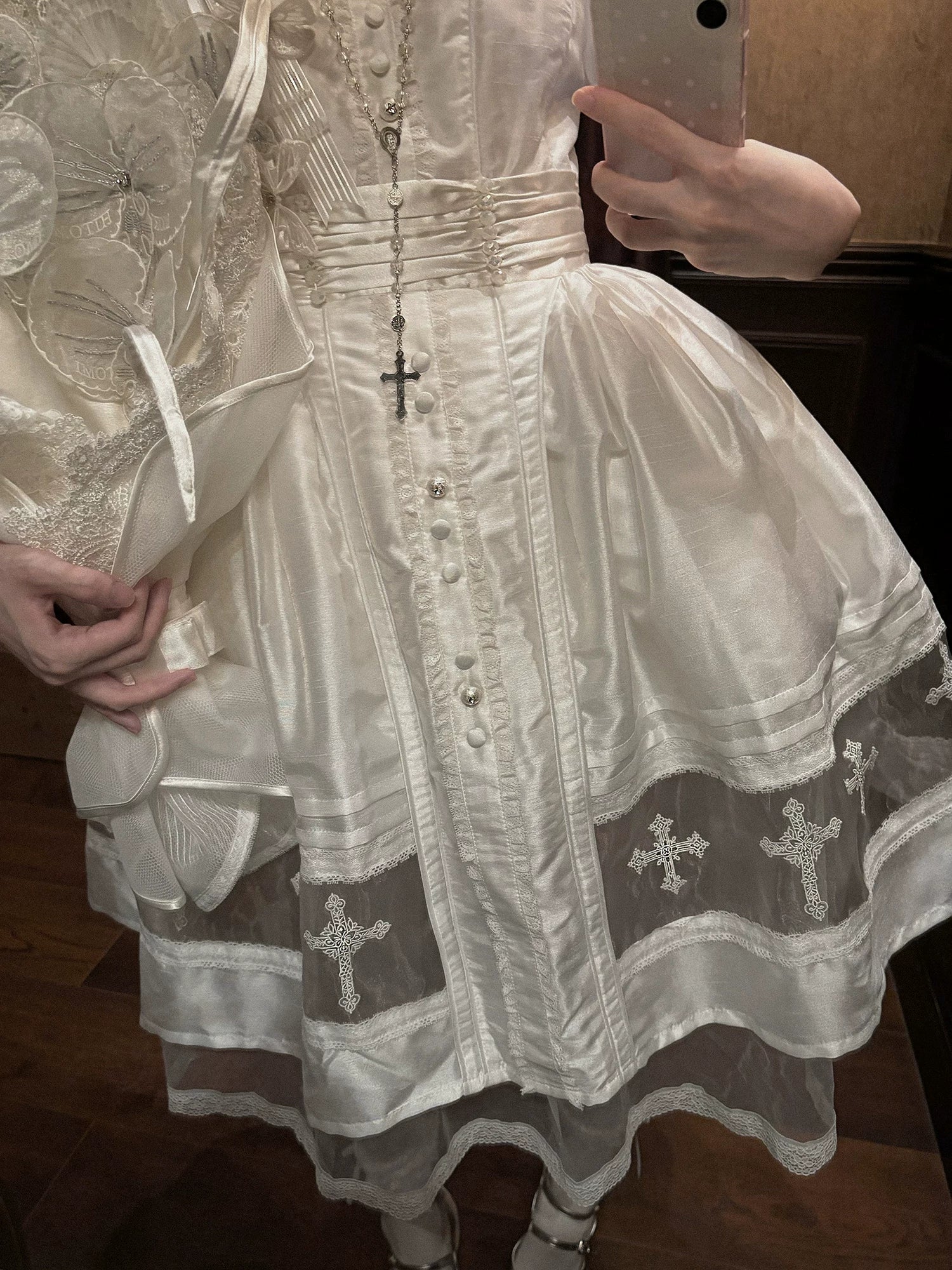Ghost Orchid - Gothic Lolita OP Dress, Embroidered Cross - image 34