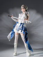 Blue Dragon Bone Ouji Lolita Shorts Suit with Trailing - image 3