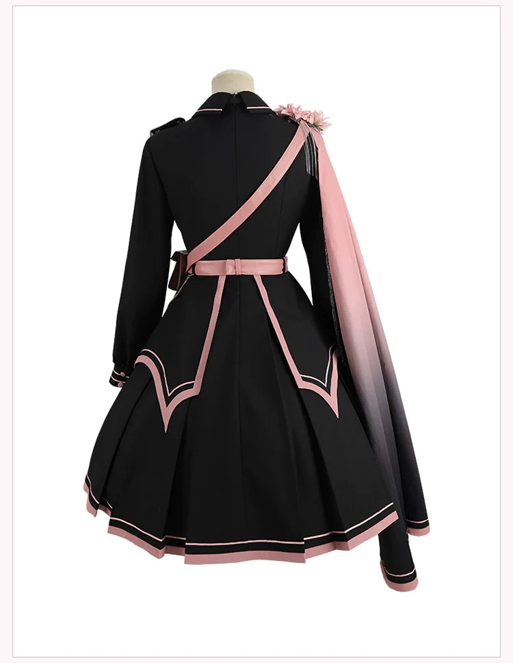 Chunlv Dark Pink Military Lolita OP Dress and Cloak - image 3