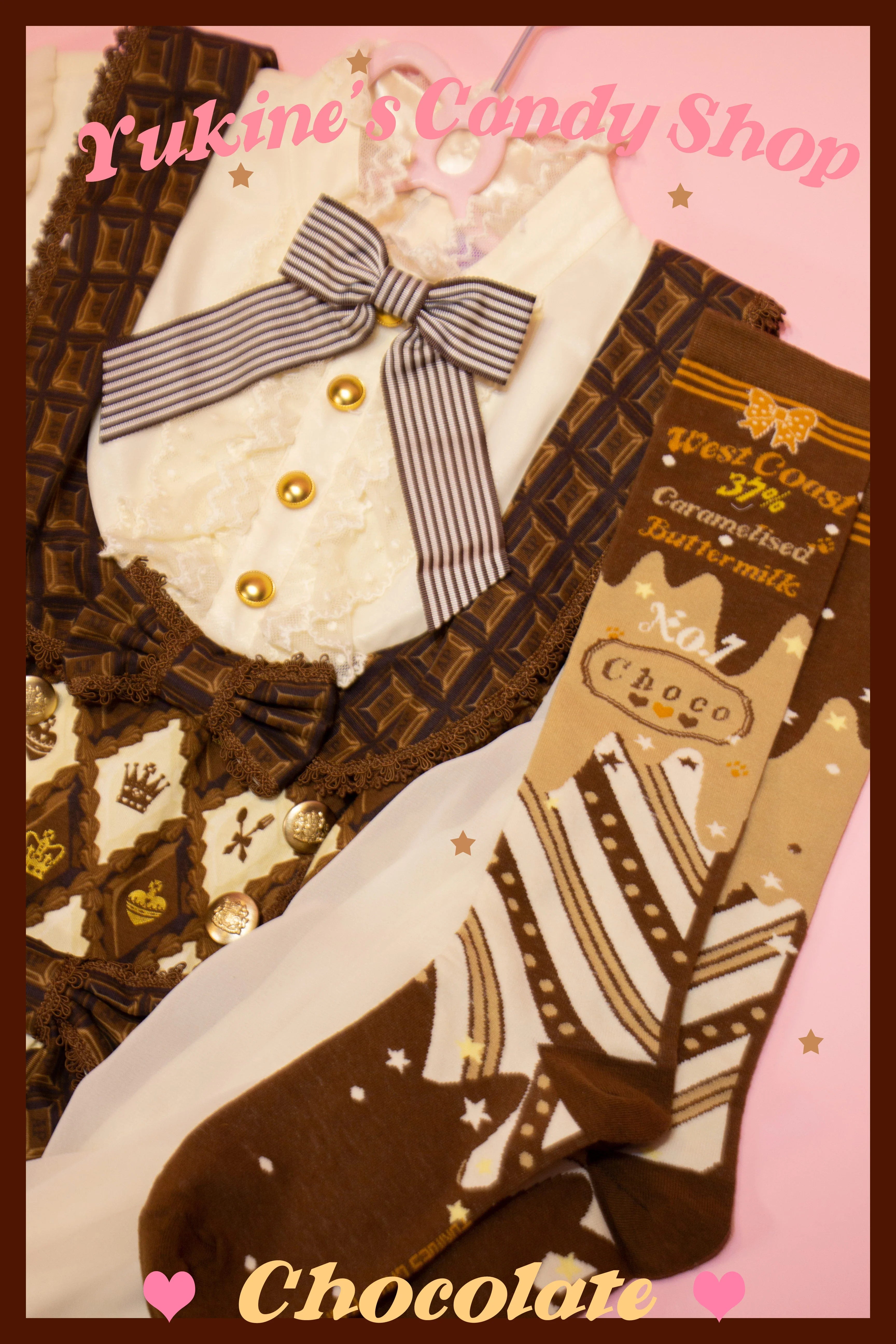 Kawaii Lolita Chocolate Color Cotton Socks - image 16