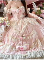 Love and Roses Princess Bridal Lolita Dress with Tiered Rose Skirt - image 15