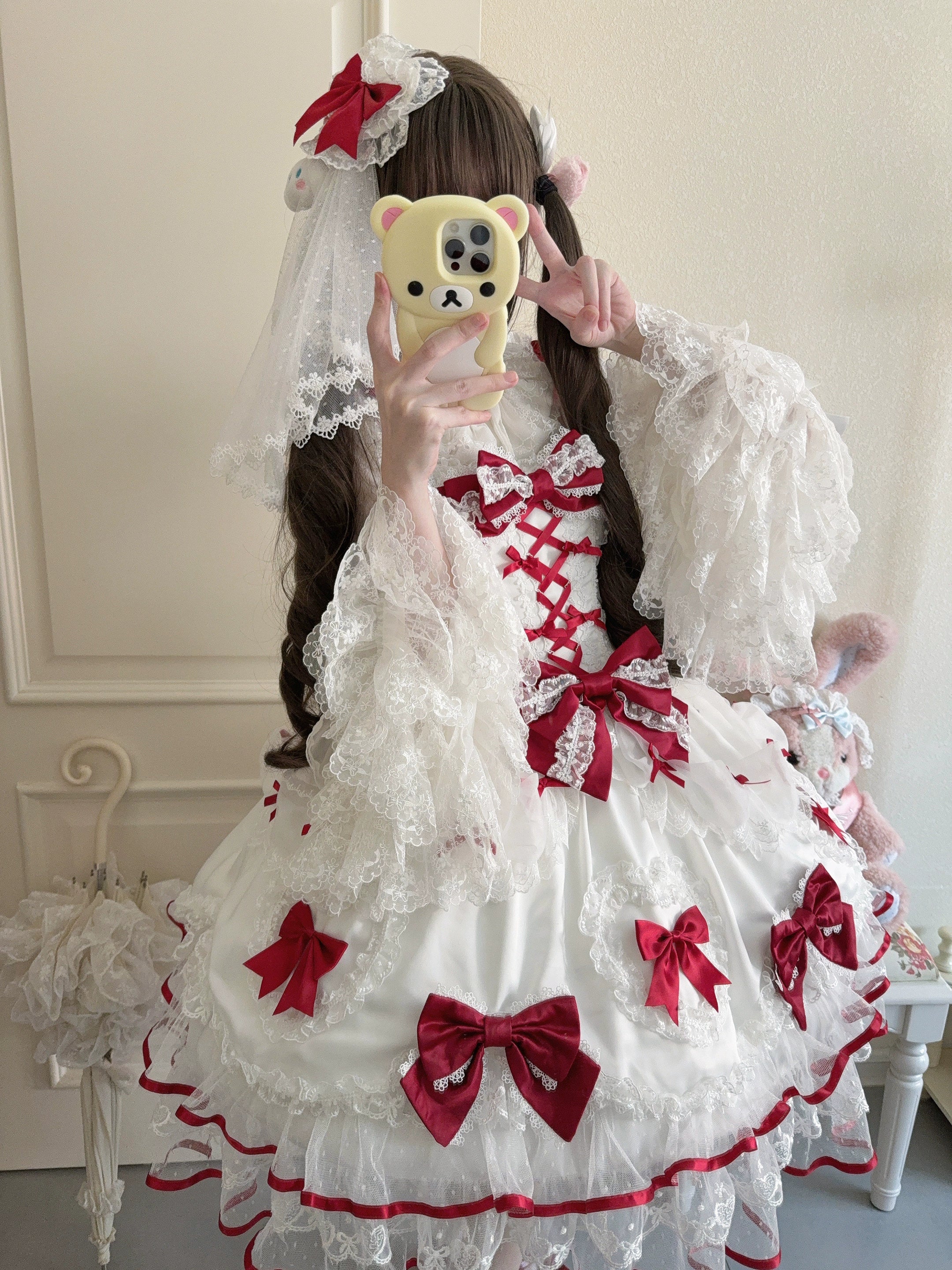 Velvet Sweetheart - Doll-like Sweet Lolita Jumper Dress, Bow Accents - image 23