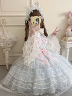 Spring Awakening - Sweet Lolita JSK and Princess-Sleeved Shirt with Lace Detail and Accessories - image 7