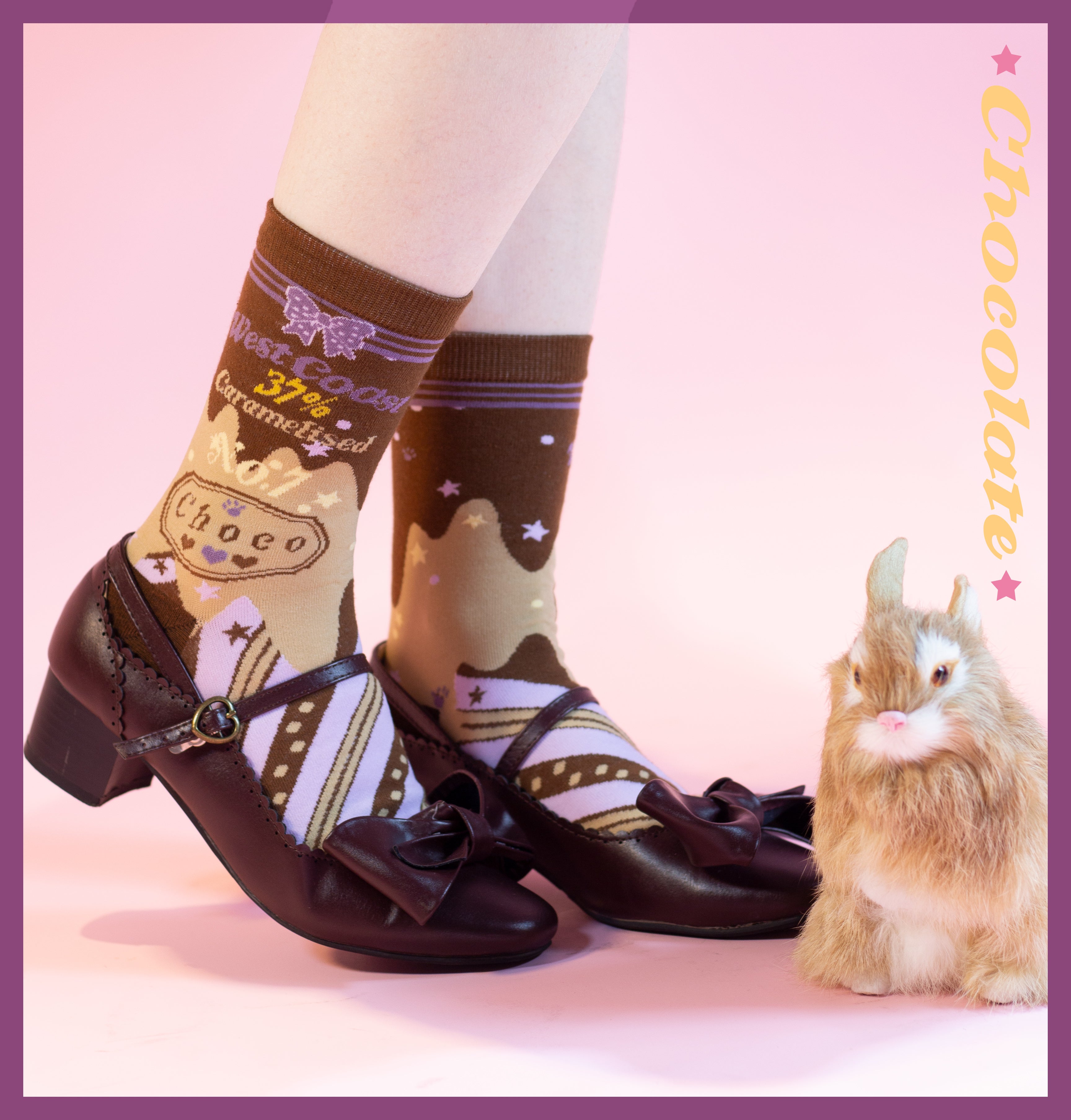 Kawaii Lolita Chocolate Color Cotton Socks - image 52