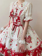 Sweet Lolita Shirt Strawberry Embroidery Ivory Blouse - image 8