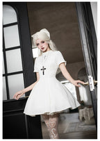 Nihil - Gothic Nun Lolita OP Dress, Irregular Hem Cape and Accessories - image 11