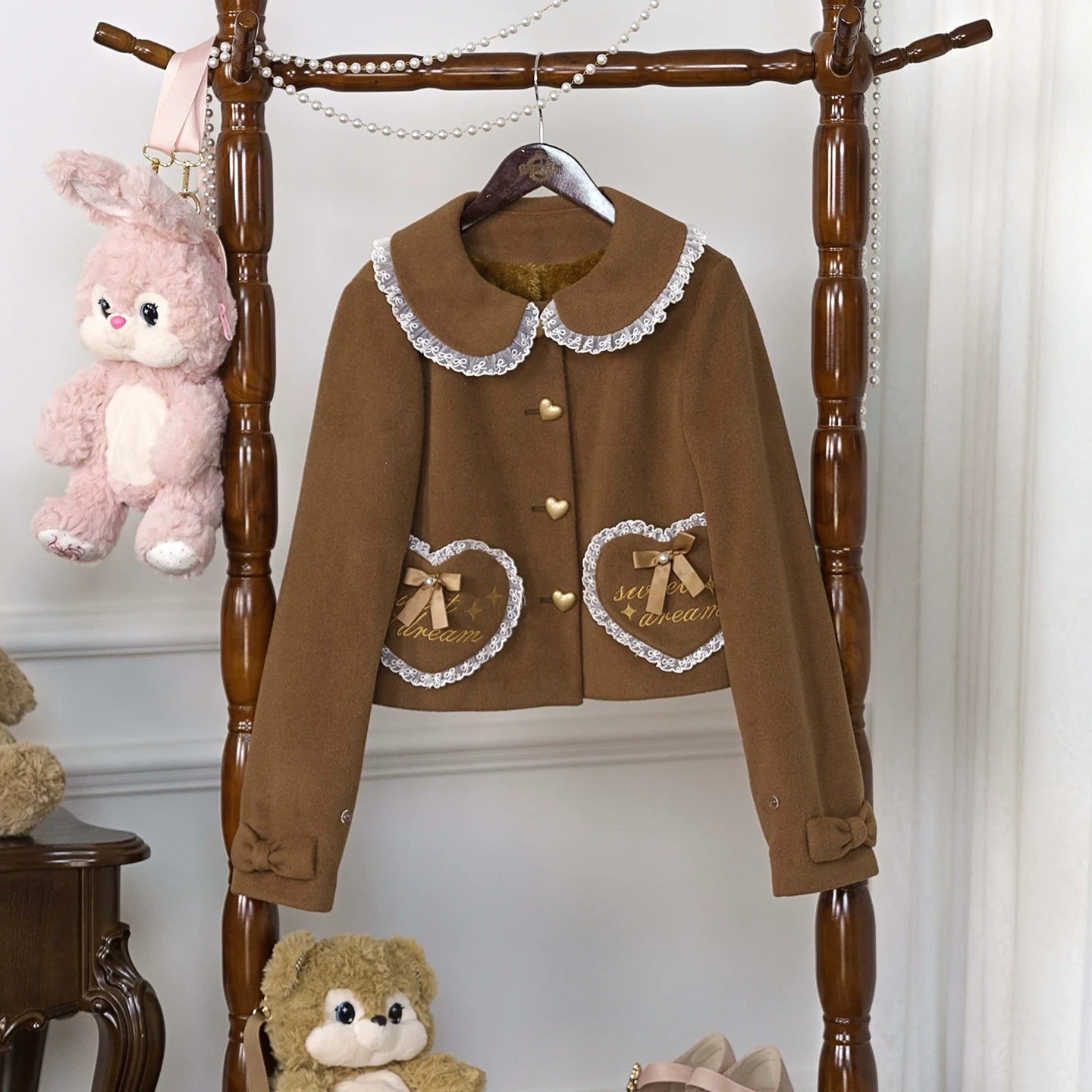 Milk Puff - Winter Fleece-Lined Sweet Lolita Coat, Detachable Collar Collection - image 28
