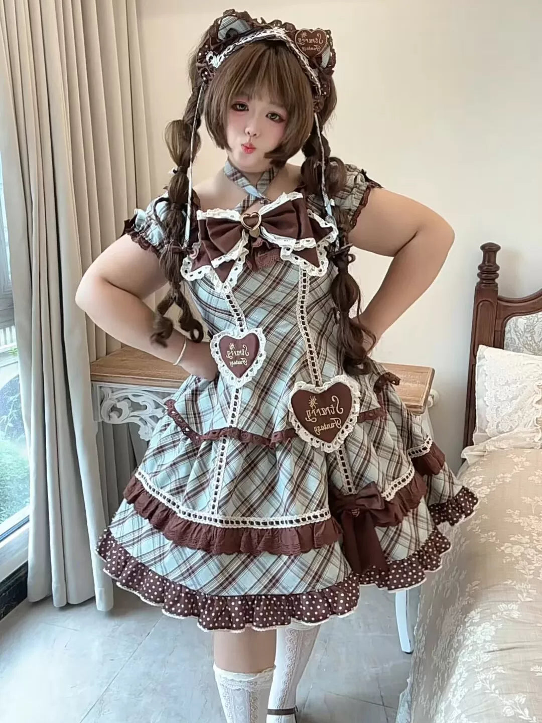 Plus Size Old-School Lolita Plaid JSK and OP Dress and Accessories - image 14