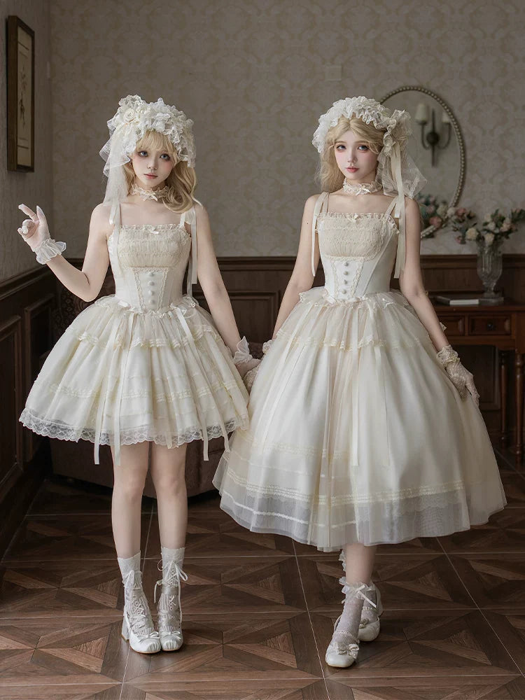 Confession Poem - Classic Lolita Corset JSK Set, Lace & Bows - image 1