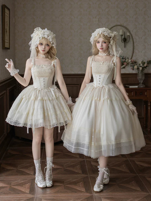 Confession Poem - Classic Lolita Corset JSK Set, Lace & Bows - image 1