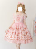Rose Garden Bunny - Daily Lolita Rose Bunny Printing OP JSK Dress Set - image 1