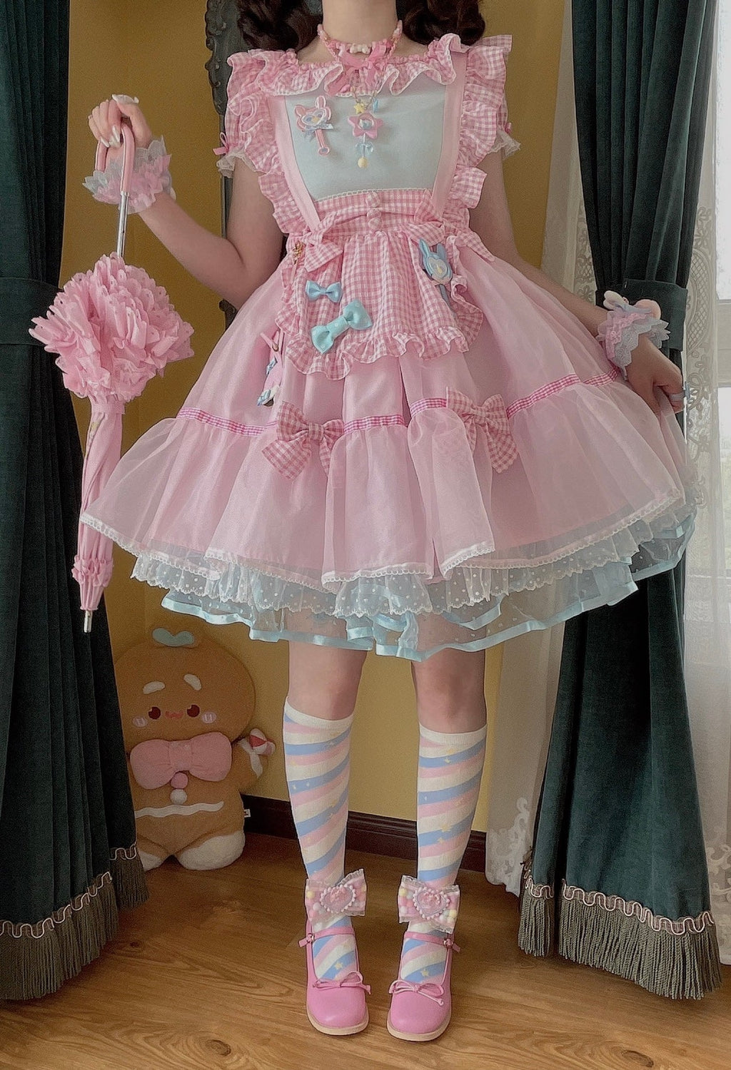 Macaron Lolita Cute Stripe Socks - image 6