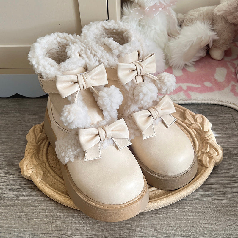 Furry Bear - Winter Cute Lolita Short Snow Boots - image 14