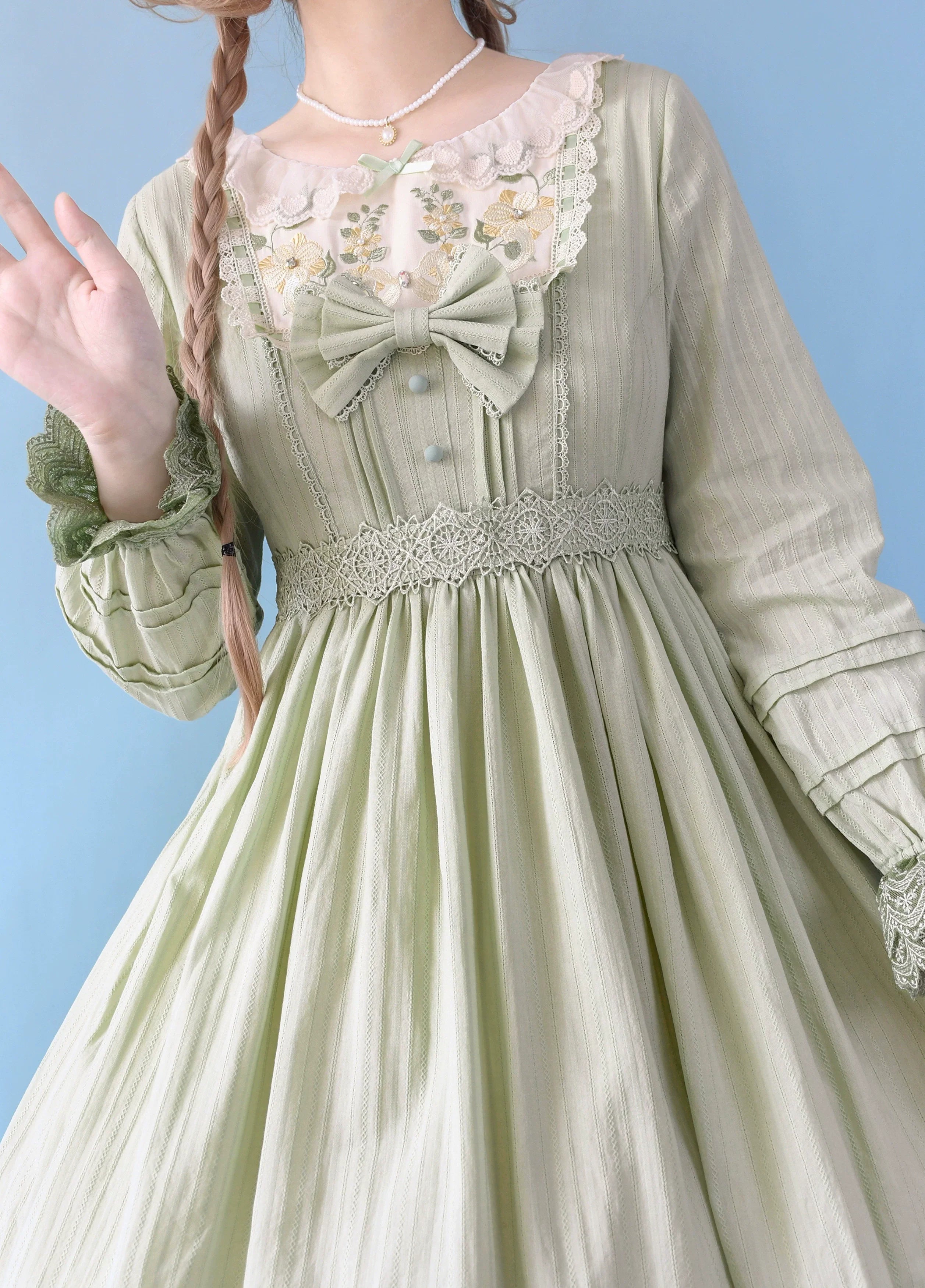 Nerry - Sweet Lolita Embroidered OP Dress Multicolors - image 8