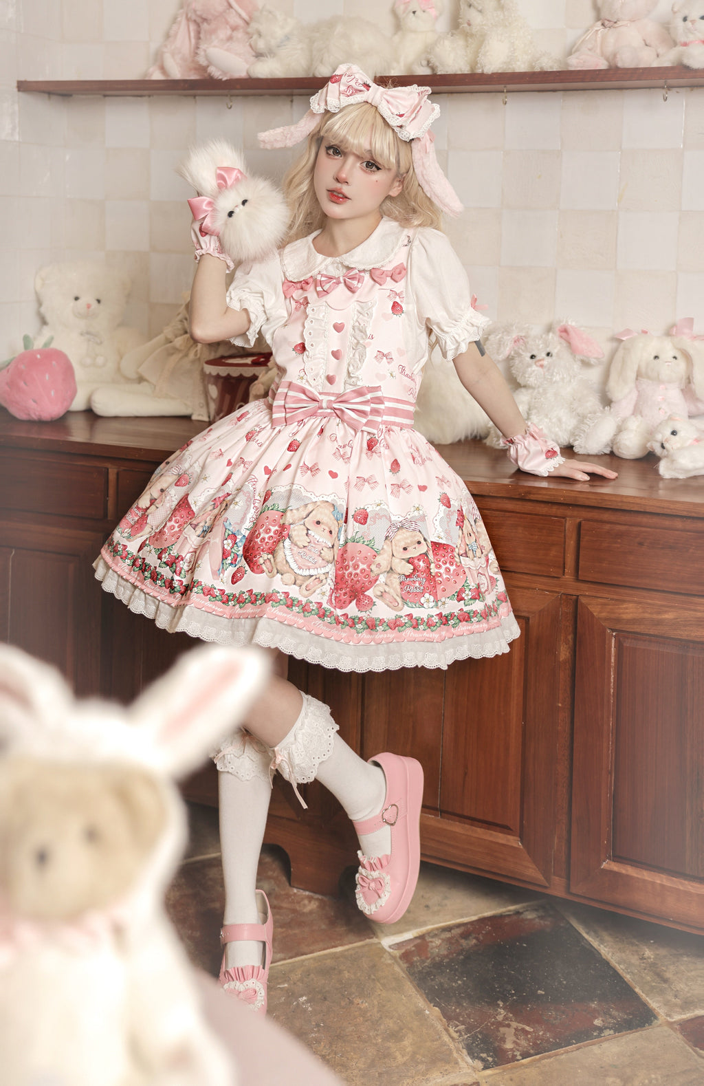 Rabbit Berry Gift Box - Sweet Lolita Salopette and Dress Set - image 3