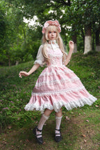Mirror Doll - Old School Lolita Tiered Hem JSK with Polka Dot Lace and Accessories - image 29