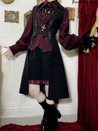 Red and Black 4.0 - Ouji Lolita Long Vest & Red Blouse - image 12