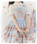 Rose Garden Bunny - Daily Lolita Rose Bunny Printing OP JSK Dress Set - image 14