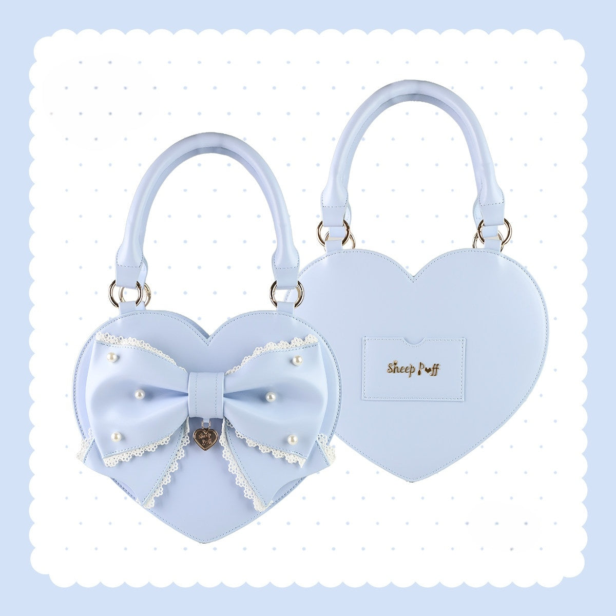 Vintage Sweetheart - Lace Bow Heart Lolita Handbag - image 10