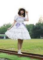 Purple Blossom Romance - Chiffon Classic Lolita OP Dress, Floral Print and Accessories - image 2