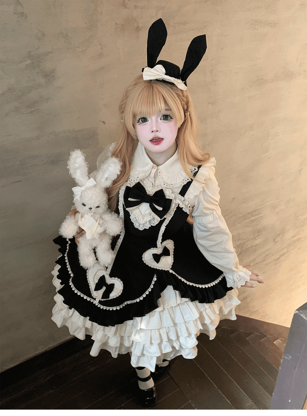 Cream Bud - Tiered Hem Old School Lolita JSK, Side Opening - image 13