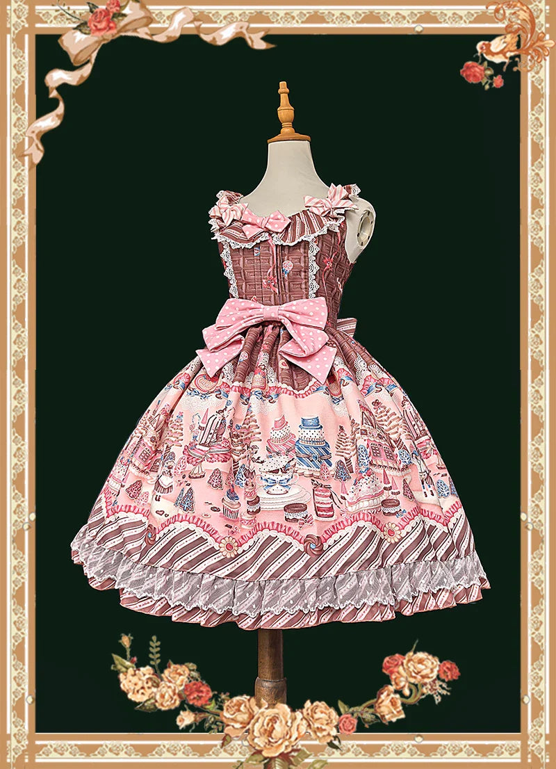 Candy House - Old School Lolita Cake Print JSK Dress, Side Zipper and Accessories - image 7