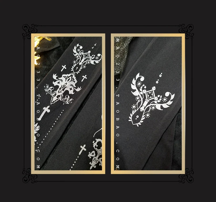 Elegant Lolita Gold Foil Printed Tights - image 29