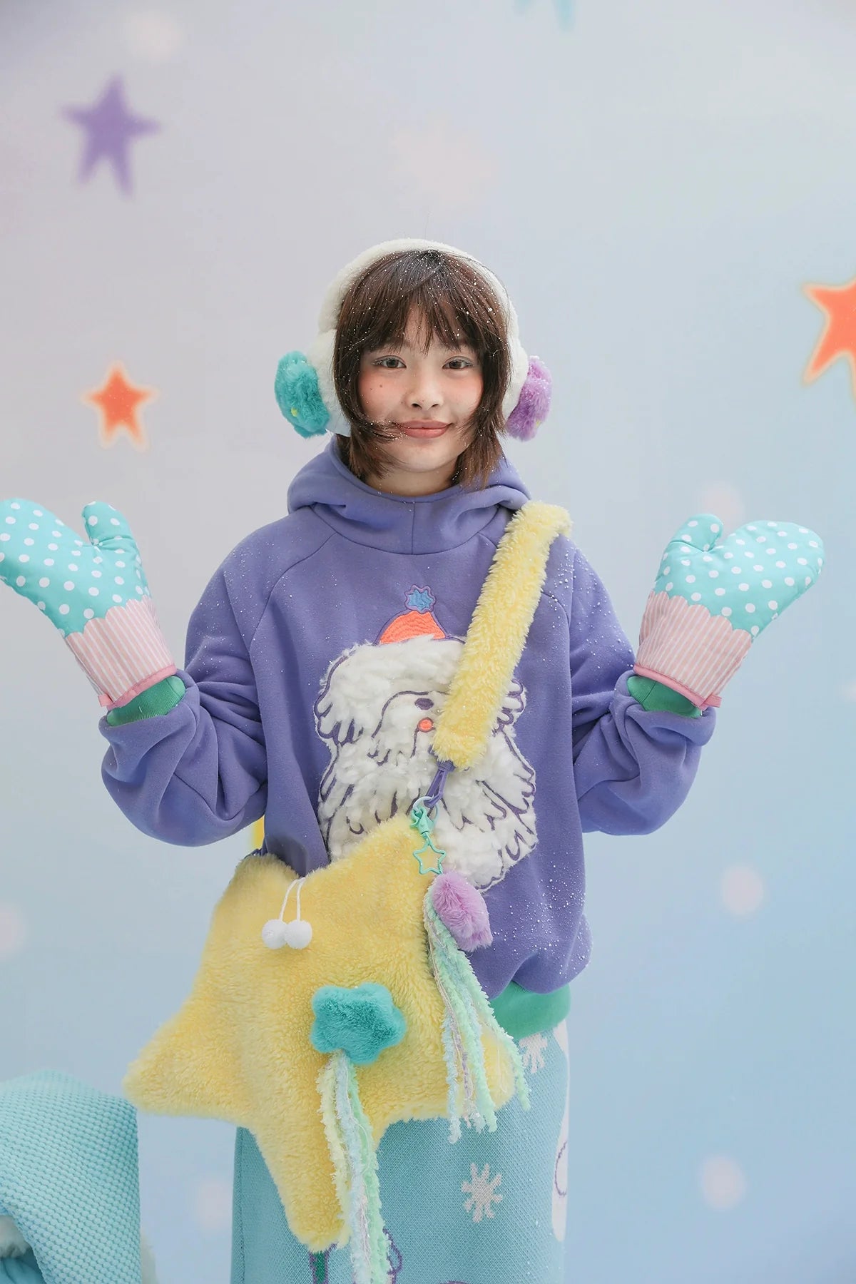 Cute Lolita Bag Cartoon Stars Yellow Plush Bag - image 17