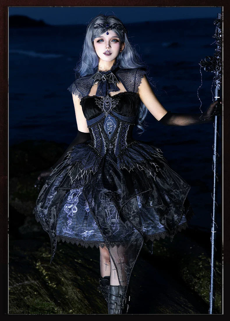 Bone Dragon - Gothic Lolita Corset JSK Dress Set with Embroidery - image 29