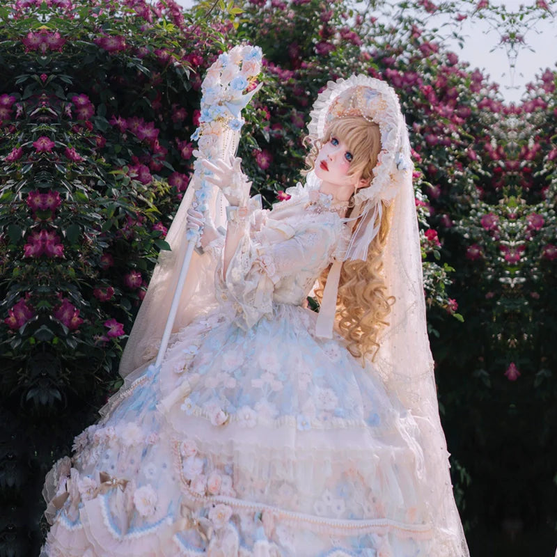 Rose Banquet Wedding Lolita OP Dress, Chiffon Tea Party Style - image 6