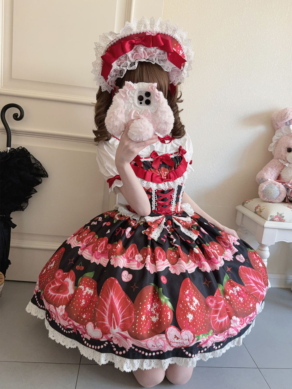 Strawberry Tale Sweet Lolita Strawberry Print JSK - image 3