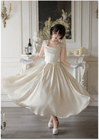 For Beloved - Classic Lolita Satin JSK Dress Set, Fishbone Waist - image 6