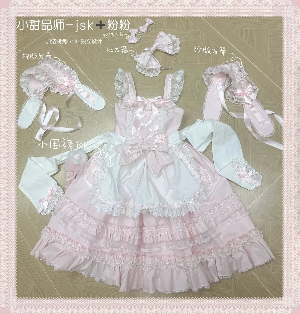 Little Dessert Chef - Old School Lolita JSK Dress, Cream-Like Ruffle and Accessories - image 19