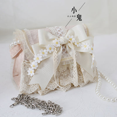 Elegant Lolita Bag Daisy Pearl Chain Lace Handbag - image 6