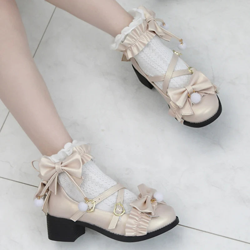 Fairy Godmothe - Preppy Style Flat Shoes Mid Heel Round Toe Lolita Shoes - image 22