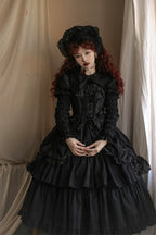 Cotton Gothic Lolita Long JSK, Drawn-up Hem - image 67