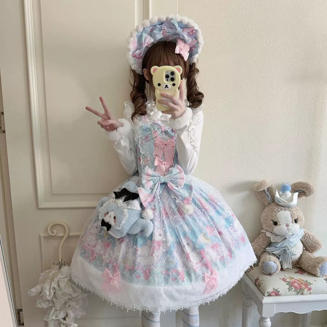 Candy Mary Cat - Fluffy Sweet Lolita JSK Dress, Kitten Print - image 9