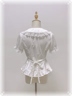 Ice Cream - Old School Lolita White Fitted Blouse with Bow - image 2
