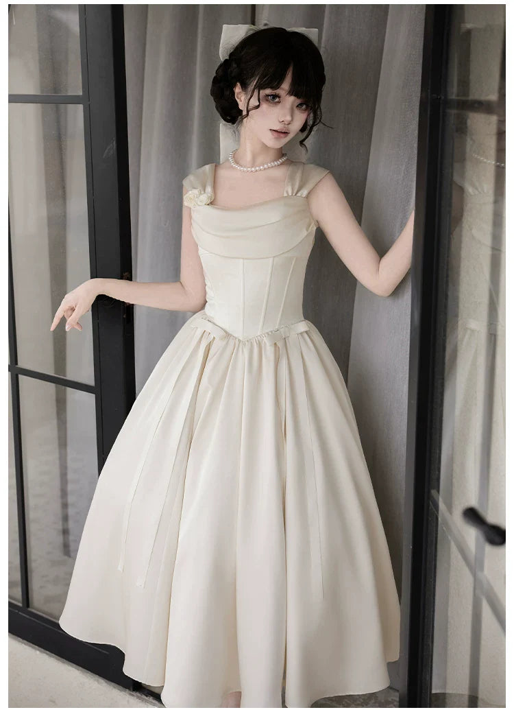 For Beloved - Classic Lolita Satin JSK Dress Set, Fishbone Waist - image 32