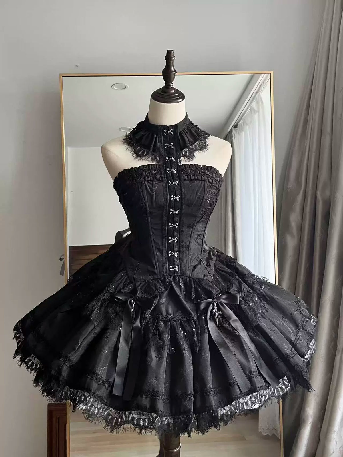 Silvermoon Thorn Gothic Lolita Corset and Skirt Set - image 5