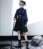 Black and Blue Retro Ouji Lolita Shirt with Mutton Sleeves - image 28