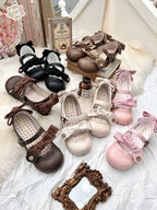 Bear Room - Sweet Lolita Shoes Double Bow Round Toe Flat Shoes - image 1