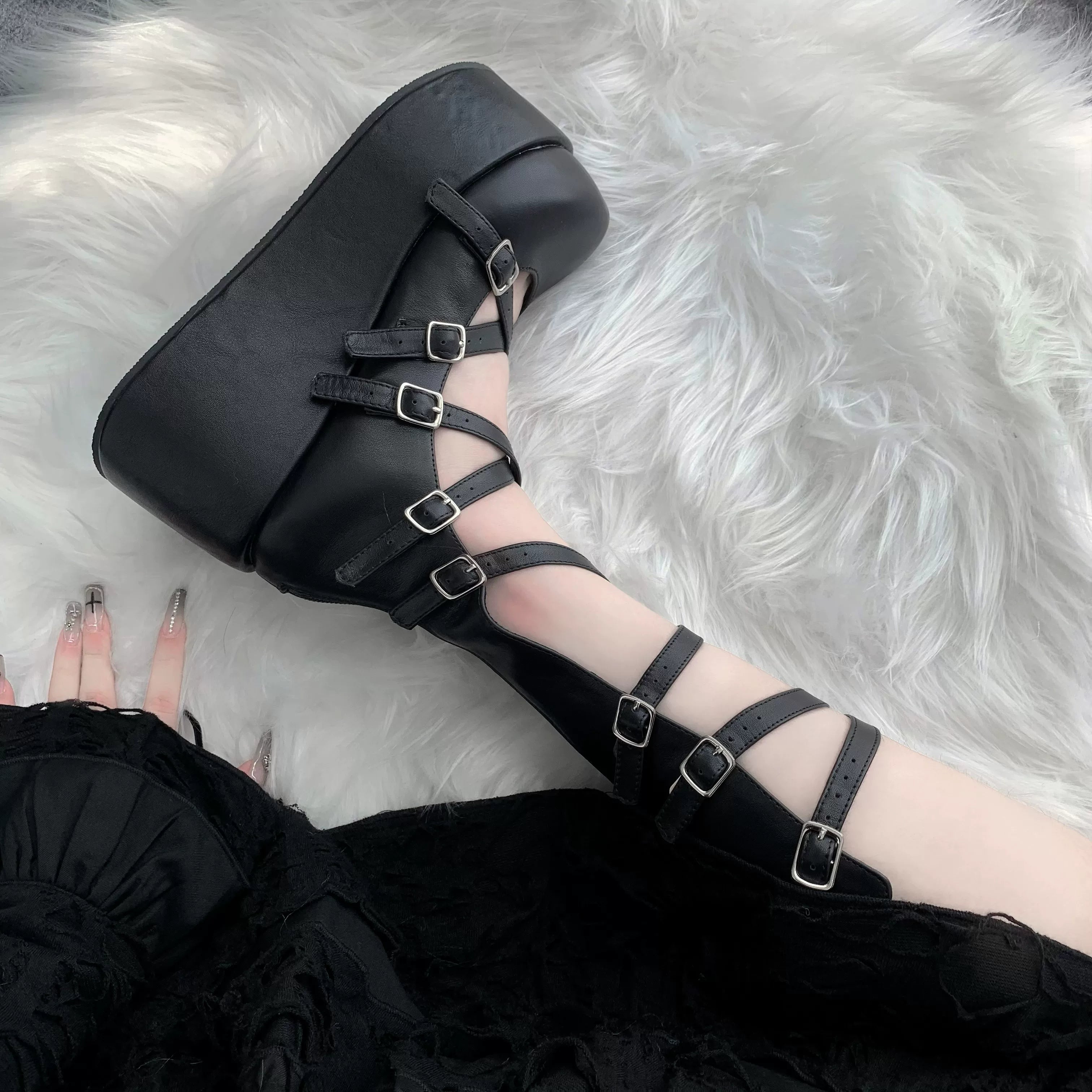 Gothic Doll - Gothic Lolita Platform Shoes, Adjustable Shoe Straps - image 6