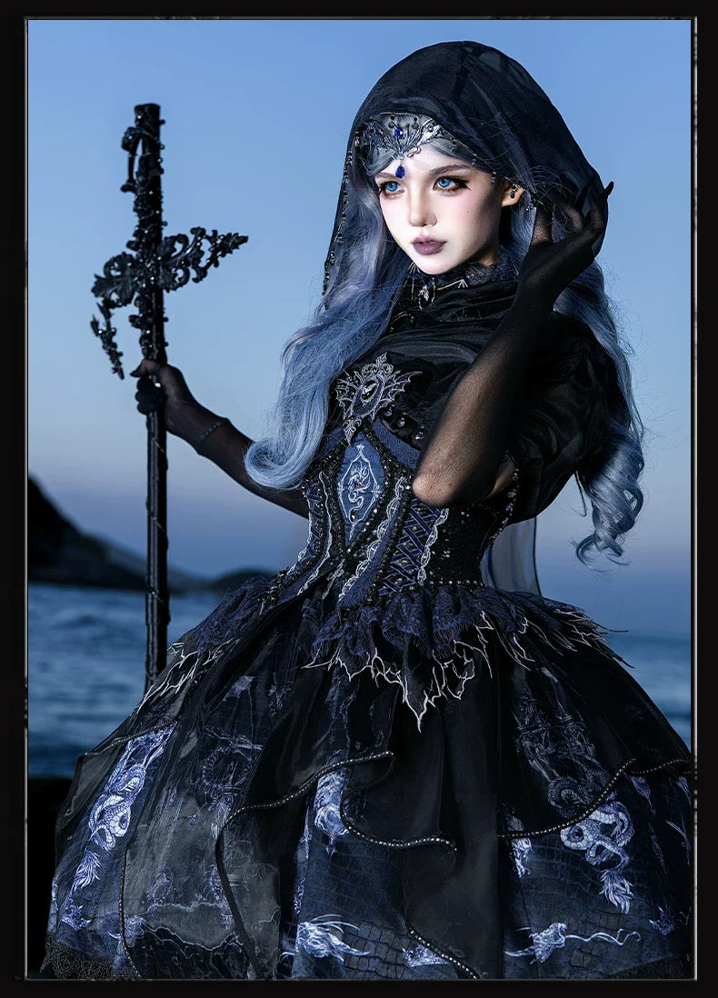 Bone Dragon - Gothic Lolita Corset JSK Dress Set with Embroidery - image 26