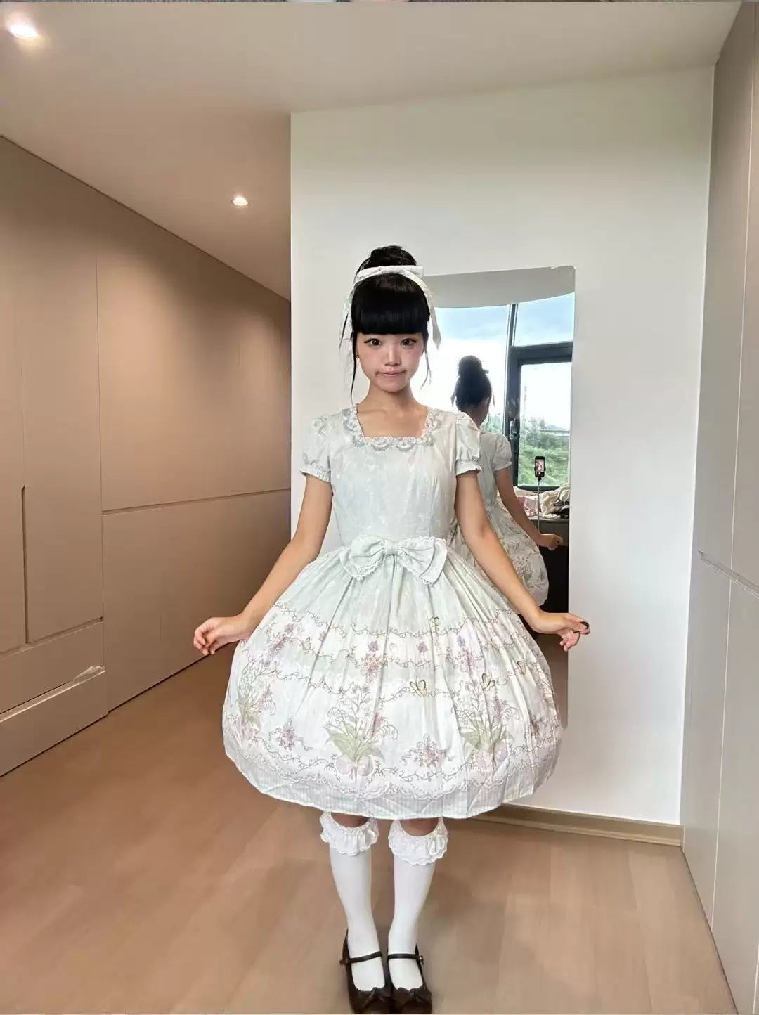Jenny Flower - Cotton Old School Lolita Floral OP Dress - image 6