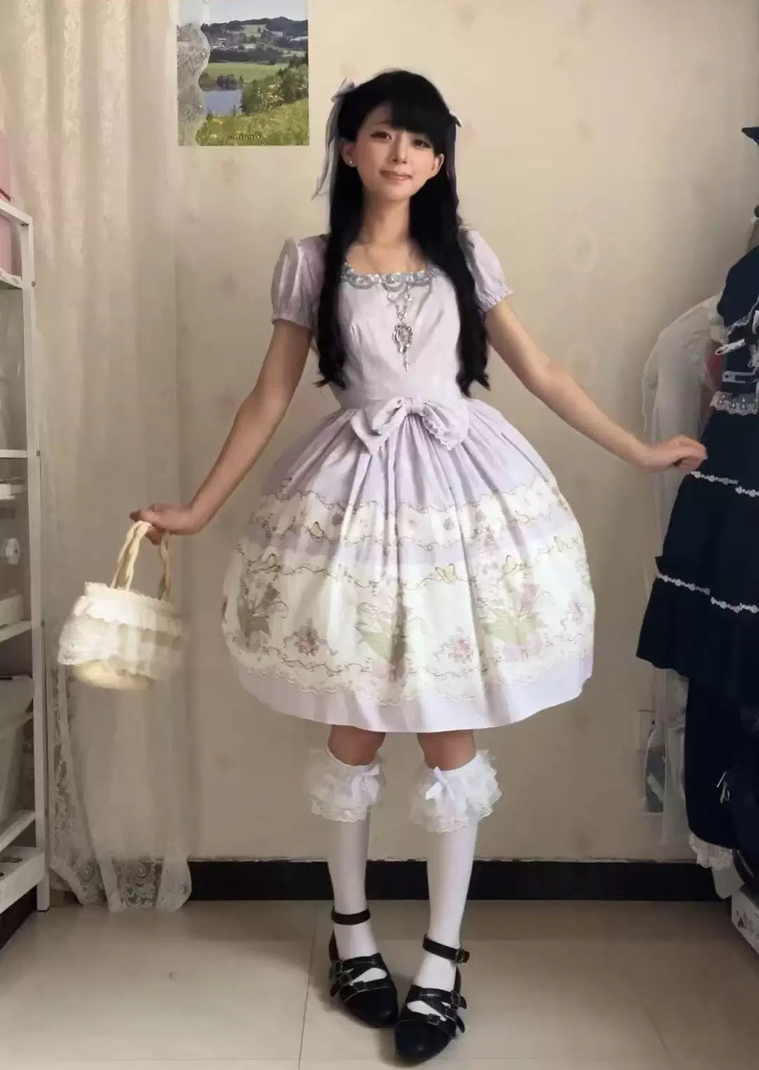 Jenny Flower - Cotton Old School Lolita Floral OP Dress - image 7